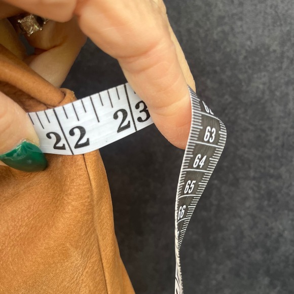 Talbots Womens Tan 100% Leather Patina Vintage Trucker Jacket Medium Camel Honey - Picture 6 of 9